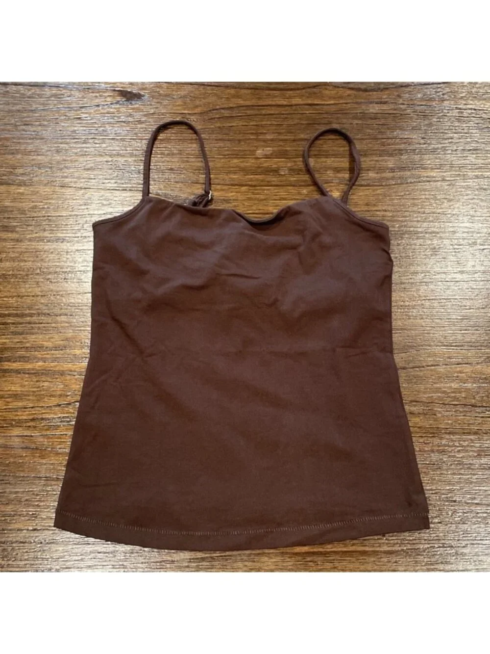 NWT J.Crew Tank Top XS Brown Stretch Cotton Shelf-Bra Slim Fitted Staple Basic